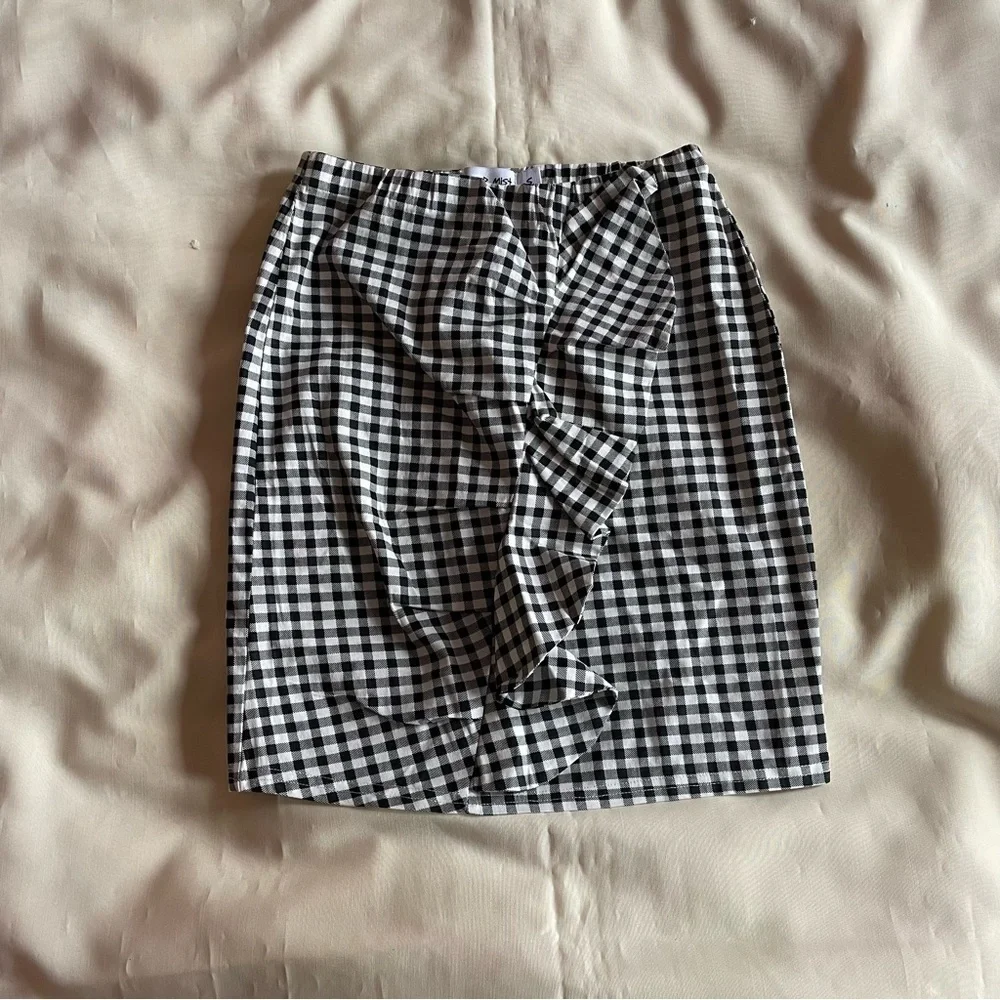 Tigermist- Black and White Gingham High Waisted Pencil Shape Skirt Size Small